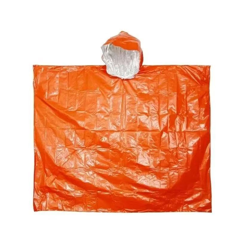 Outdoor emergency raincoat Portable aluminum foil outdoor survival Anti-loss temperature and cold protection Outdoor camping Hiking poncho