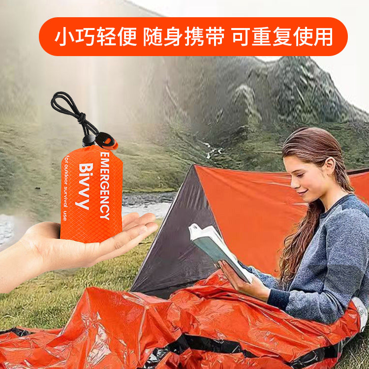 Cross-border outdoor first aid sleeping bag raincoat survival clothing emergency blanket warm and cold camping outdoor hiking equipment poncho