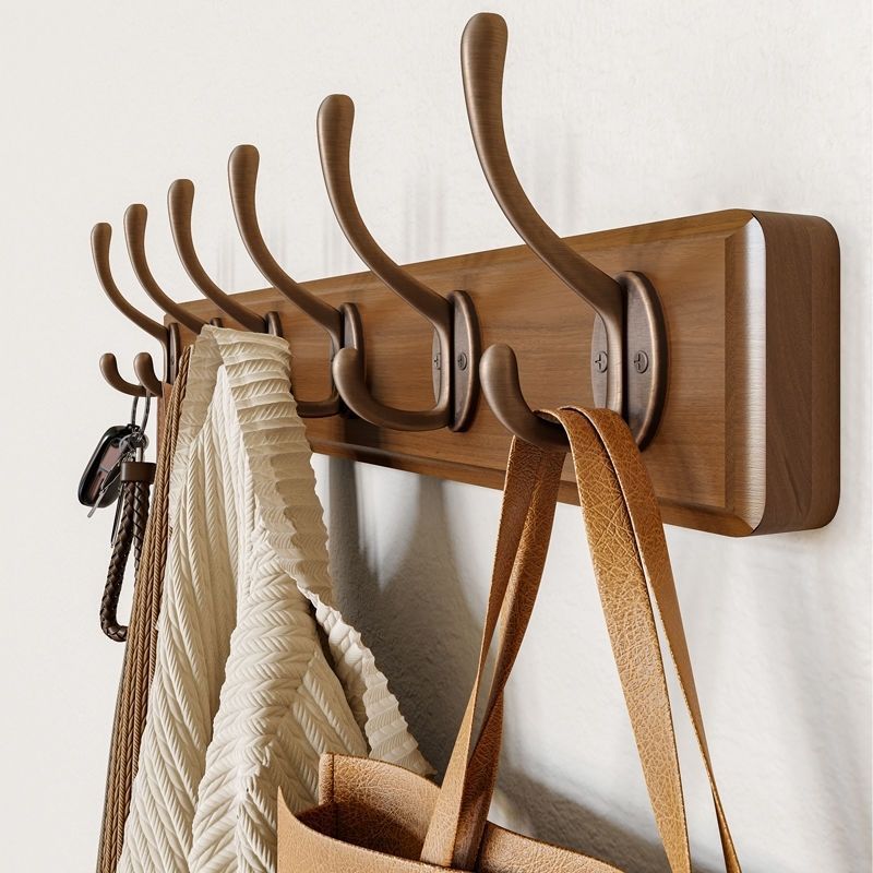 Hanging hanger, wall hanging clothes hook on the wall, hanging coat hook entering the door, entrance door, back door key, no punching solid wood