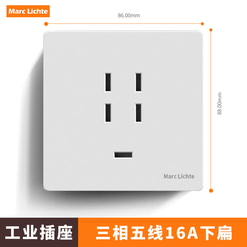 380V three-phase five-wire five-hole industrial plug 16A/25A wall socket 5-core air conditioner high-power 86 type 440v