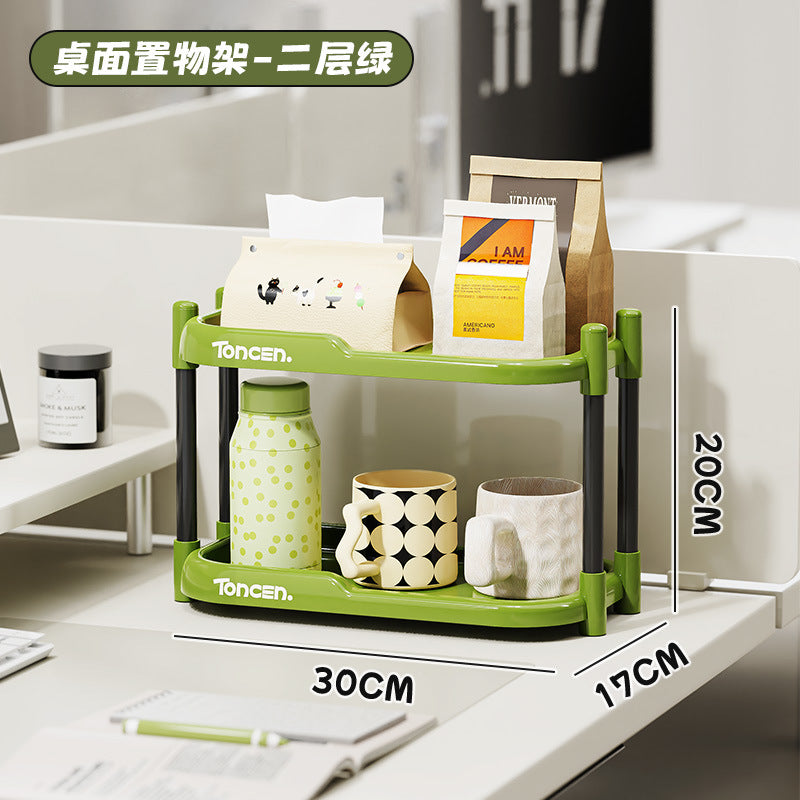 Strictly selected office desktop shelves, household large-capacity multi-functional storage racks, retro wind shelves, water cup racks