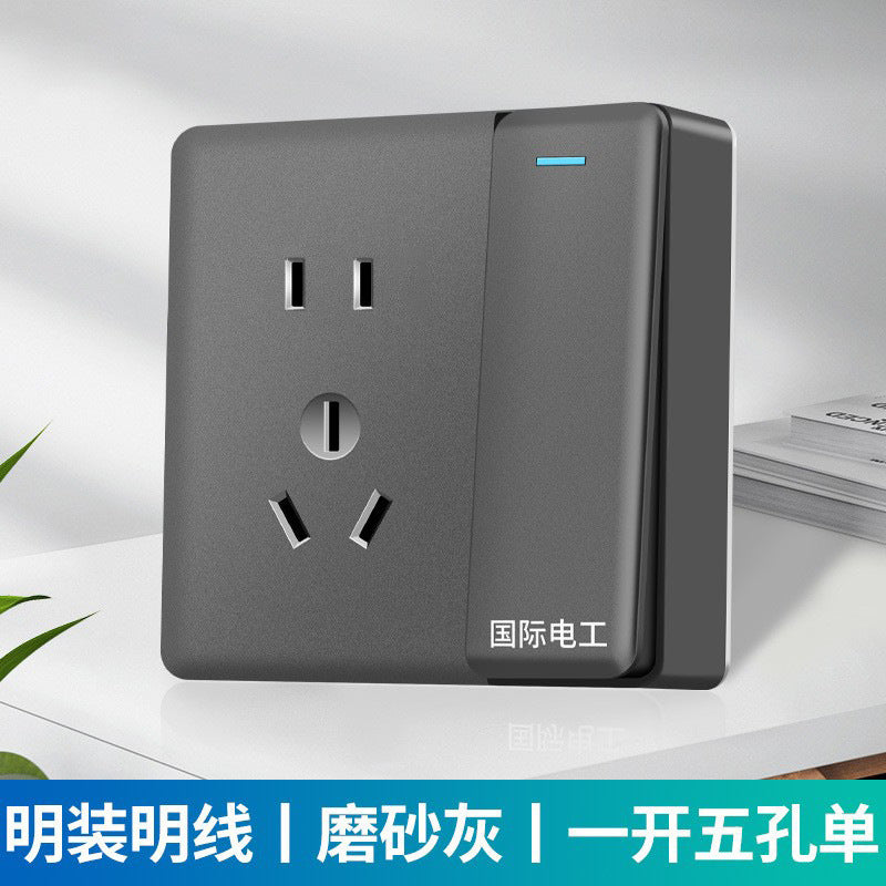 International electrician surface-mounted switch socket 86-type large board five-hole bright wire box household wall plug panel wholesale