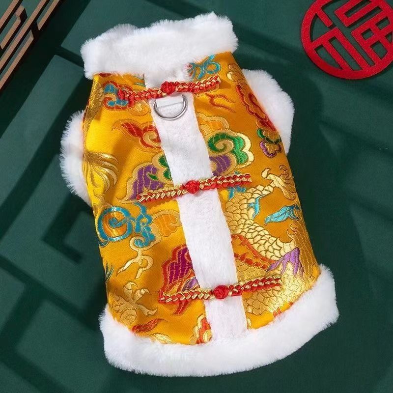 Cat clothes Emperor dragon robe jacket winter warm kitten British short puppet blue cat dog pet spring and autumn