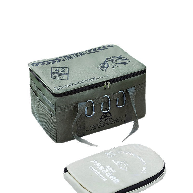 Outdoor folding storage box, picnic, camping equipment, storage box, tableware, kitchen utensils, field tactical storage bag, large capacity