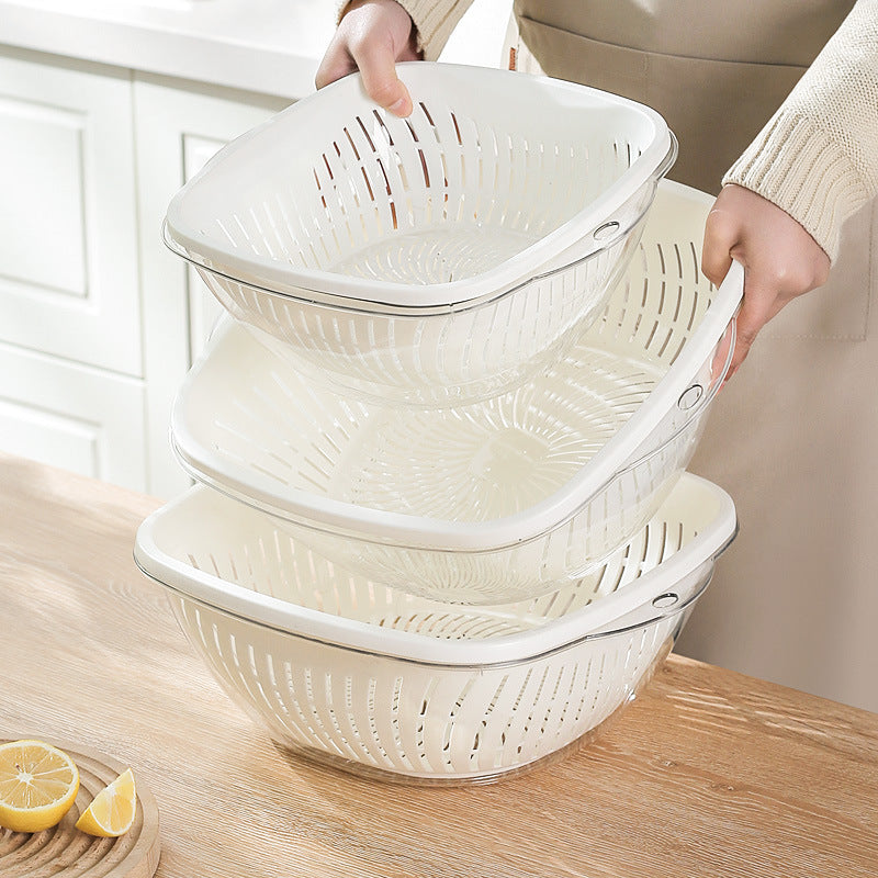 The vegetable washing basin is thickened and enlarged, the vegetable basket is large, the kitchen supplies are household artifacts, and the food-grade fruit plate is double-layer drain basket.