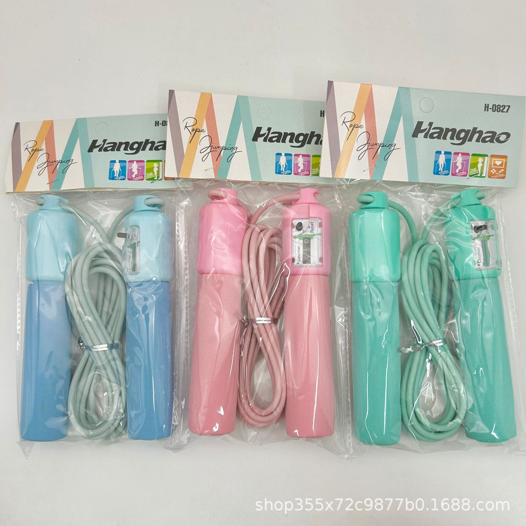 Wholesale student counting skipping rope rubber rope primary and secondary school students competition training sponge handle high school entrance examination practice skipping rope