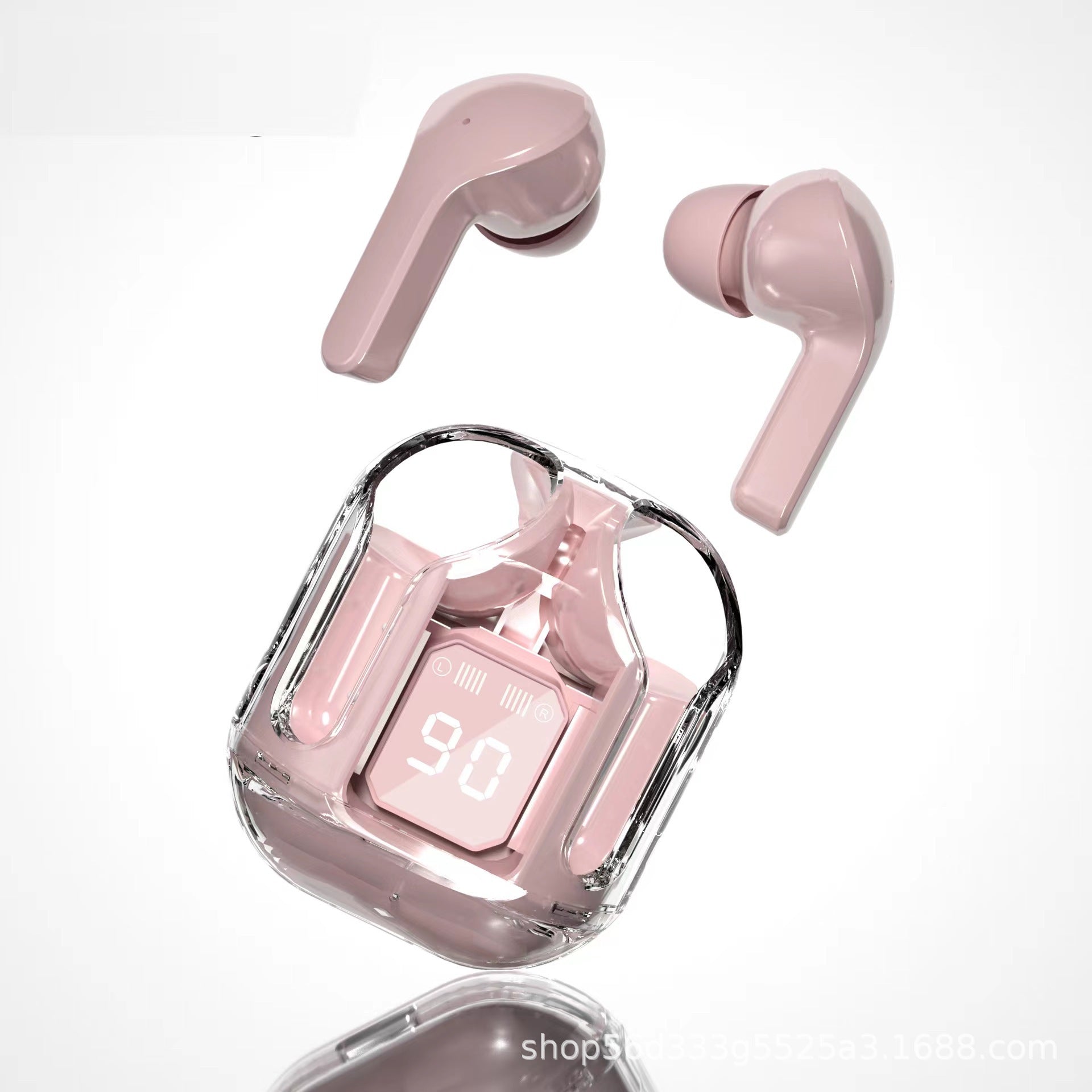 Cross-border generation hot-selling transparent new digital display Bluetooth headset in-ear bilateral stereo charging compartment 1 generation none