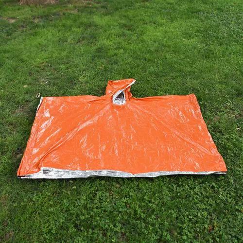Customized aluminized film poncho green spot outdoor camping hiking disposable thickened emergency thermal insulation aluminum foil raincoat