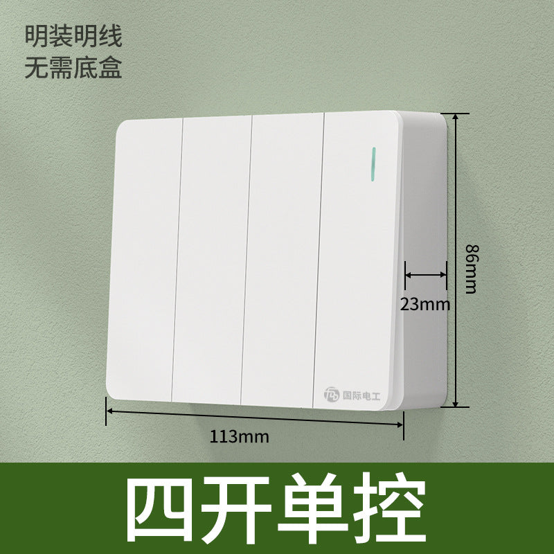 International electrician surface installed ultra-thin switch socket panel household bright wire box power supply with five-hole single control socket