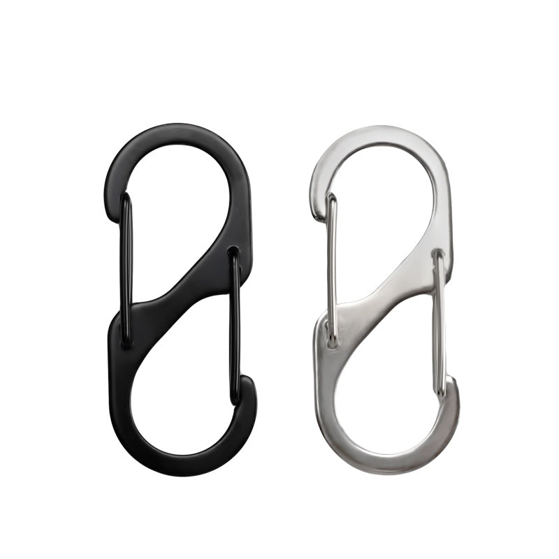 厂家供应S型不锈铁登山扣户外露营快挂扣多功能金属双挂8字扣挂钩