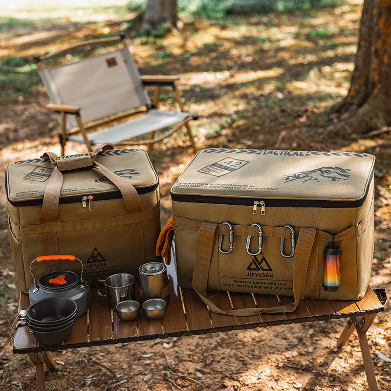 Outdoor folding storage box, picnic, camping equipment, storage box, tableware, kitchen utensils, field tactical storage bag, large capacity