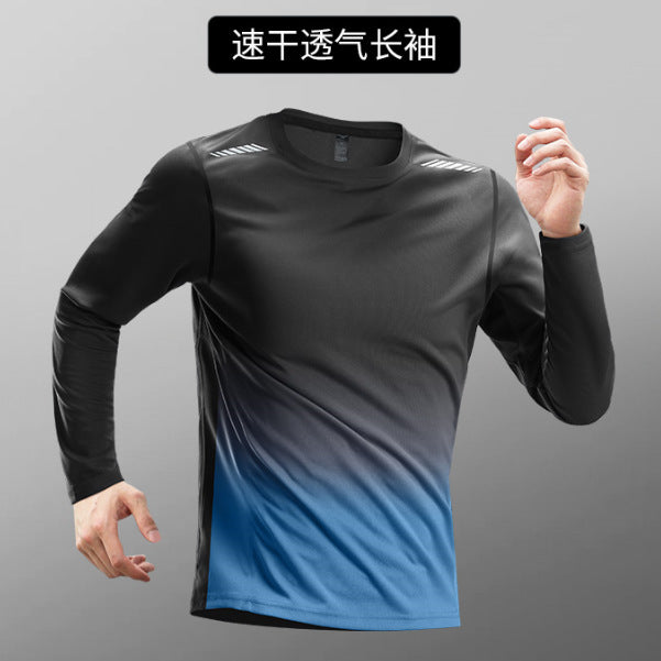 Sports quick-drying clothes long-sleeved t-shirt men's ice silk sunscreen summer thin breathable mountaineering running loose outdoor top