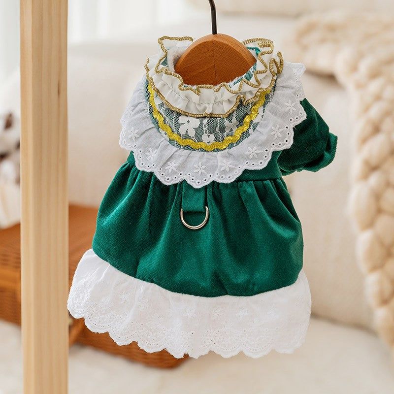 Puppy dog christmas princess skirt autumn winter teddy bizarre bear pomeranian small dog pet cat clothes winter