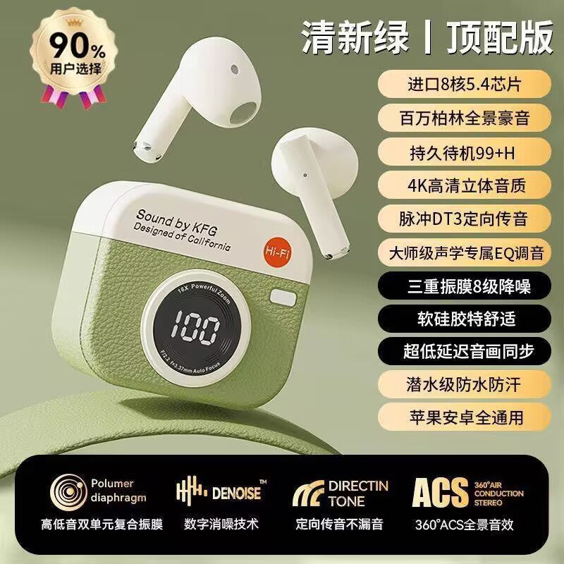 Cross-border 2025 new smart digital display, Voice of Berlin high-quality retro camera, in-ear Bluetooth headset Q86