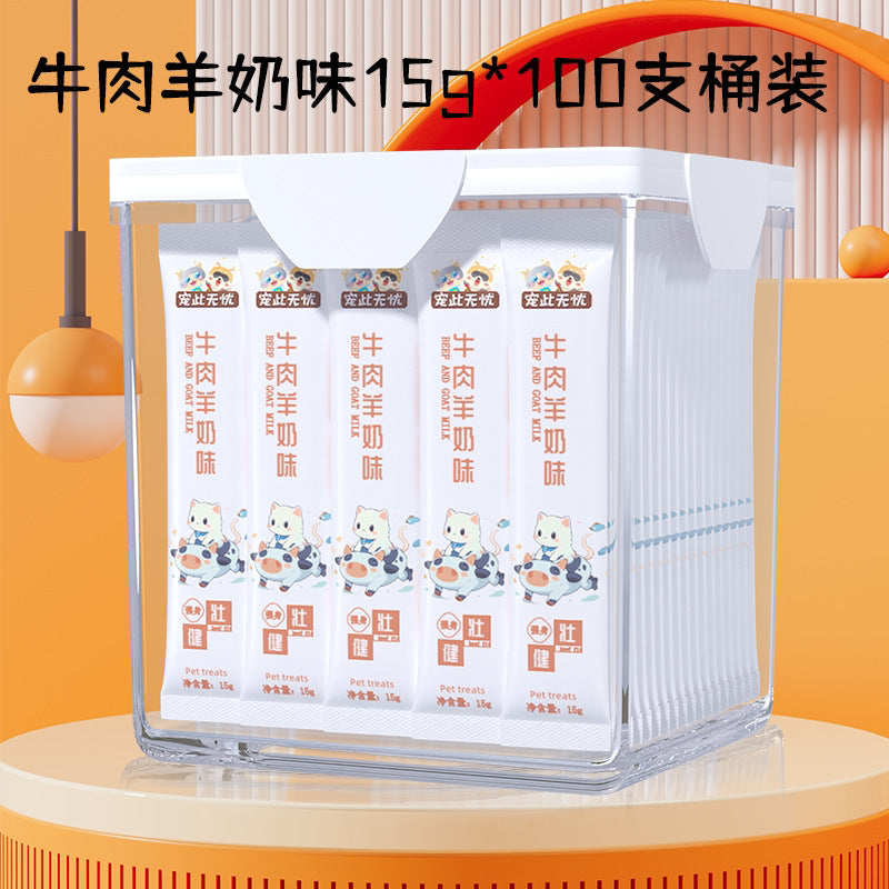 Cat Strips 100 Beef Goat Milk Flavor Cat Hydration Fattening Hair Gill Food 0 Added Cat Nutrition Wet Food Cat Snacks