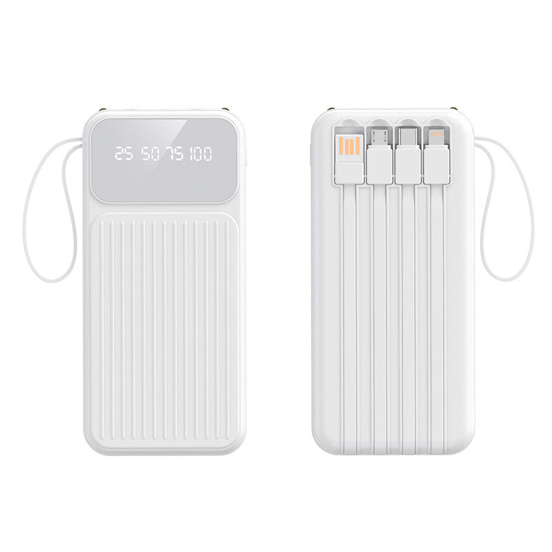 Cross-border self-contained cable mobile phone power bank 20000mAh large-capacity mobile power supply portable gift LOGO printing