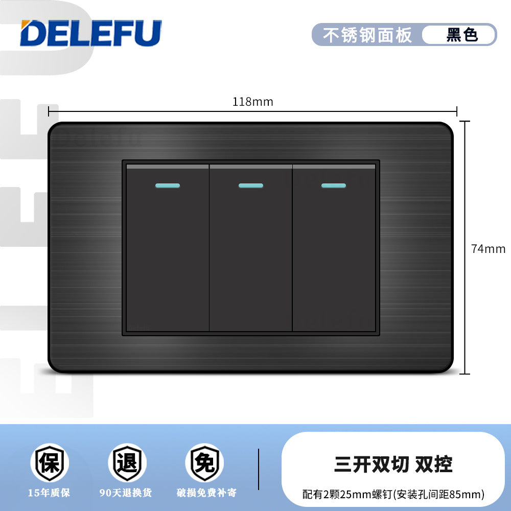 One piece of hair generation black plug stainless steel American standard type-C fast charging socket table standard switch usb into the wall type