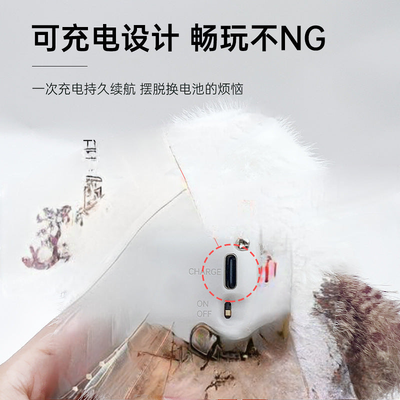 Plush electric flutter pet cat toy tease cat voice attractive force automatic bird chirp white tit big bill bird cat