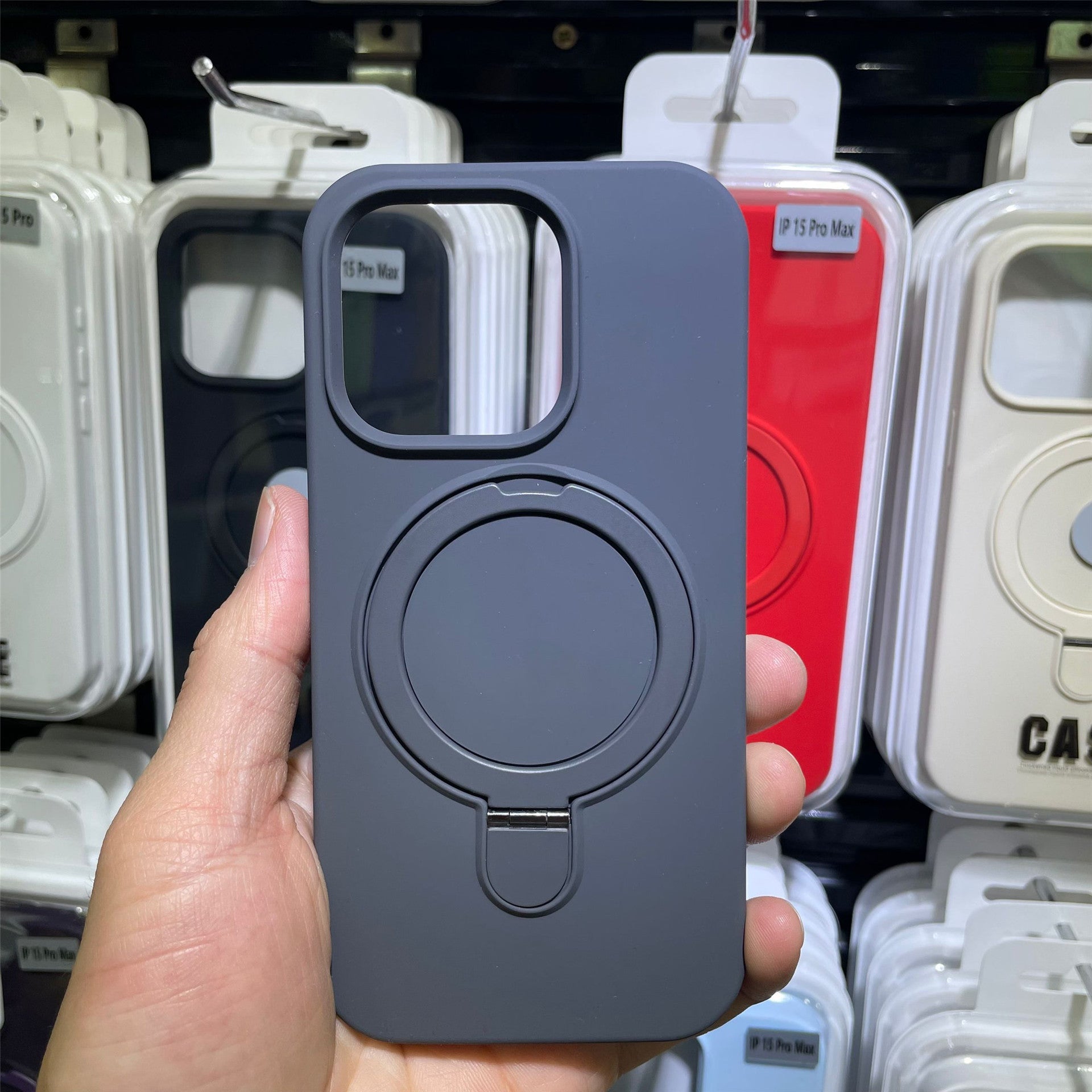 Applicable to Apple 15promax with magnetic bracket mobile phone case liquid silicone iPhone17 with fulcrum protective case