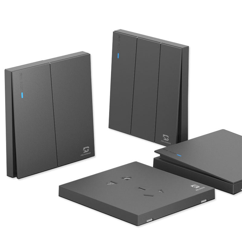 Wholesale Household Dark Grey Five-hole Socket 86 Concealed Two and Three Poles One Open Single Double Control Plug Switch Panel