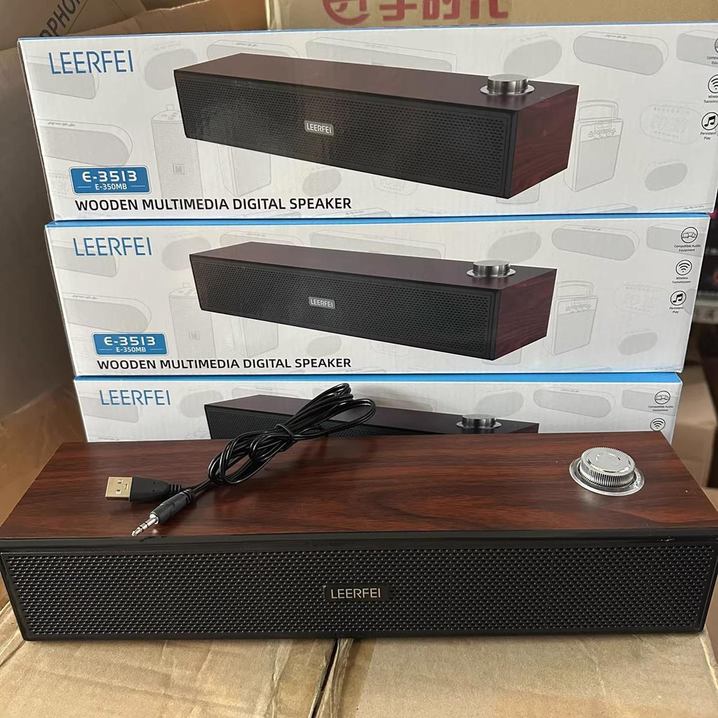E350MB wired bluetooth speaker multimedia desktop computer desktop long wooden retro speaker subwoofer
