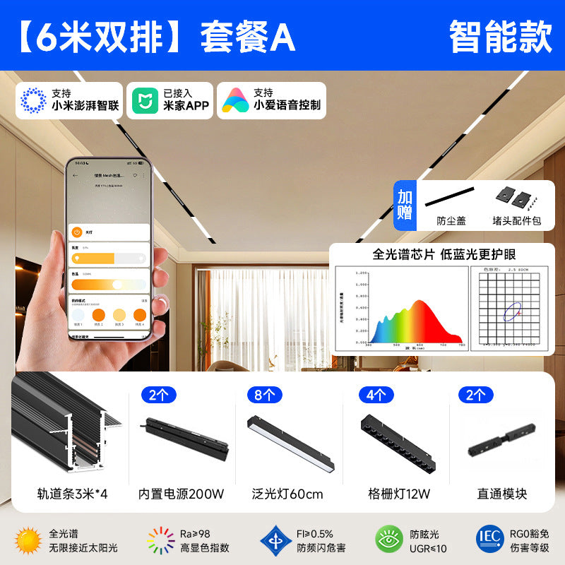 Smart Magnetic Track Light Embedded Embedded Package New Living Room No Main Light Lighting Applicable to Mobile App