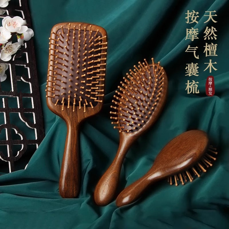 Sandalwood air cushion comb massage airbag comb head meridian wooden comb women's special long hair scalp home massage comb