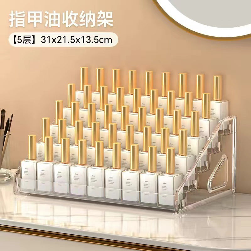 Nail art storage box, multi-layer transparent nail polish display stand, home daily lipstick, cosmetics, nail polish glue rack