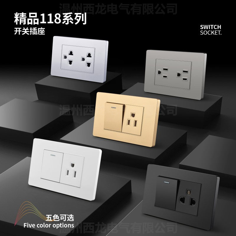 Thai American standard socket panel 118 type switch Italian American standard six-hole USB wall international multi-function three-hole Europe