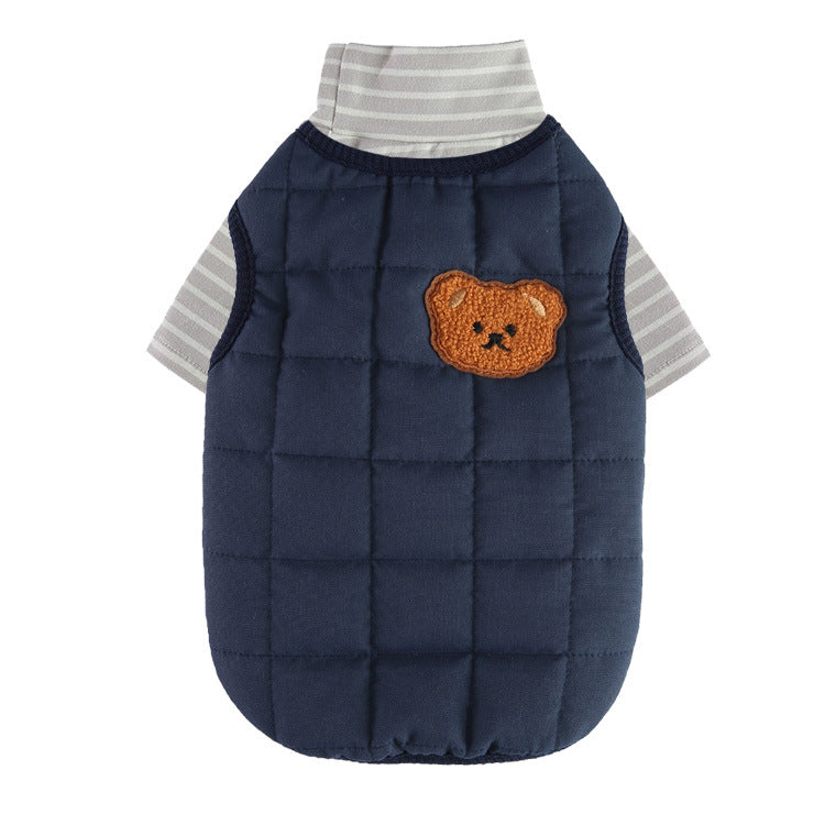 Cross-border popular pet autumn and winter clothes windproof and cold-proof puppy jacket integrated chest and back can pull dog cotton-padded clothes