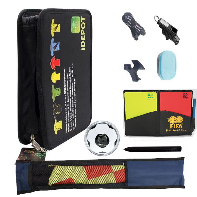 Football referee tool bag Football coach equipment Red and yellow card edge picker Barometer record book tool set