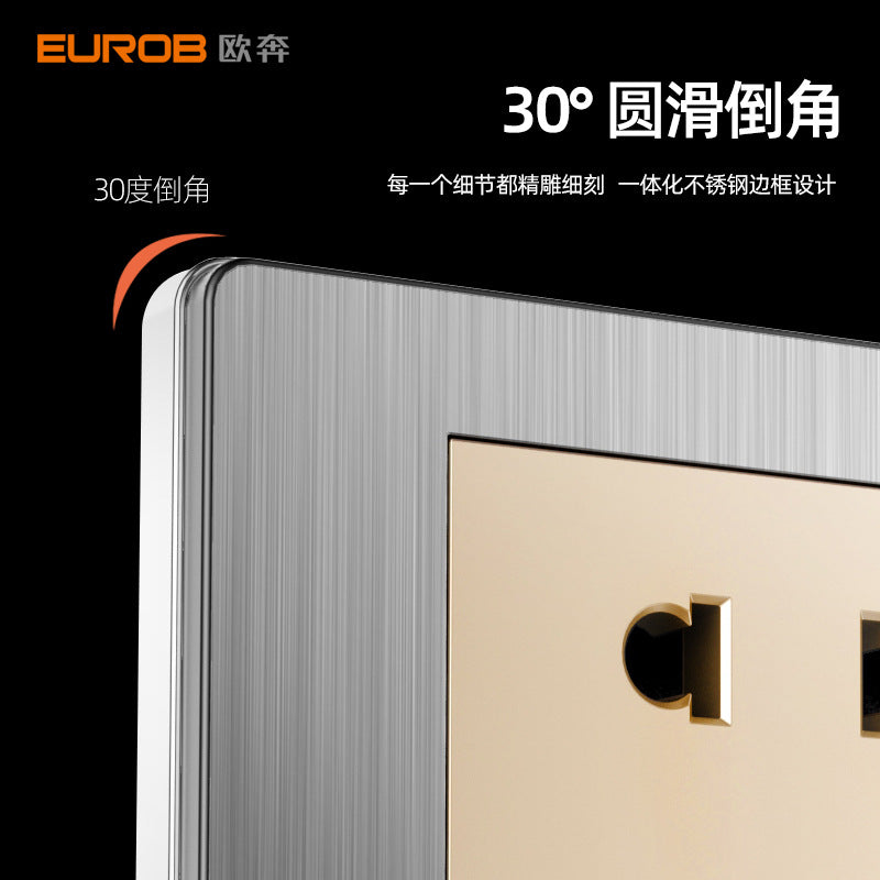 Open switch socket household silver 86 type 5 five-hole plug two or three plug double control wall air conditioner panel