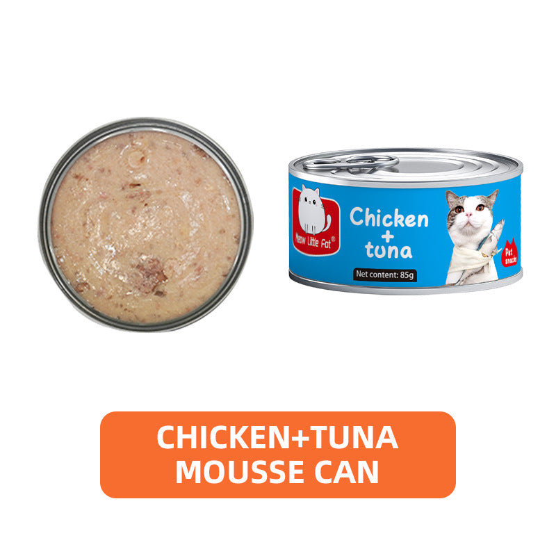 English Cross-border Canned Cat Pet Adult Cat Kitten 85g Foreign Trade Wholesale Full Price Universal Chicken Mousse Canned Cat