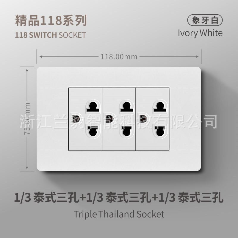 Thai American standard socket panel 118 type switch Italian American standard six-hole USB wall international multi-function three-hole Europe
