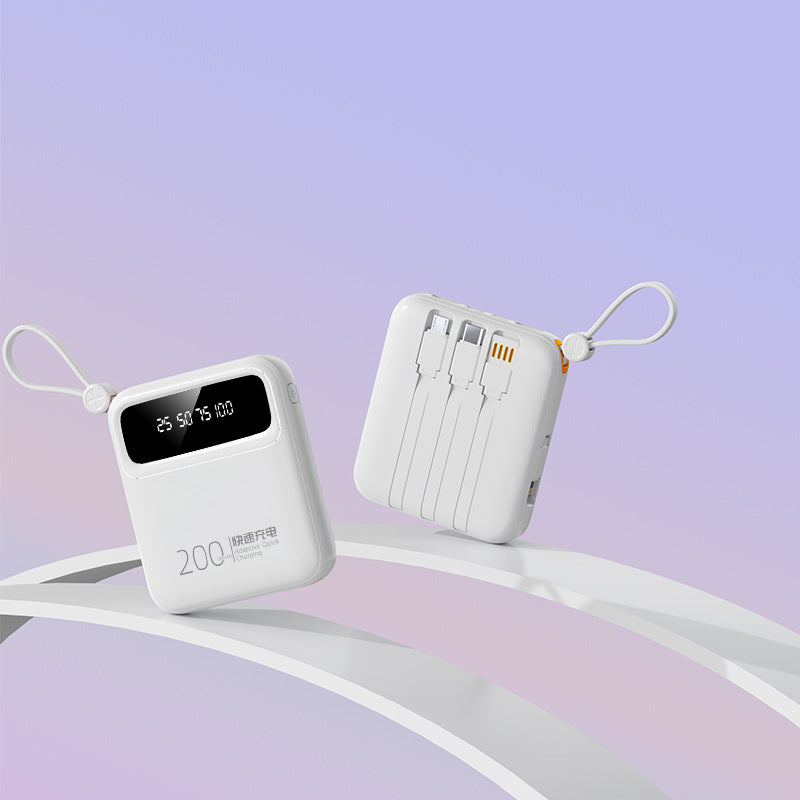 Mini large-capacity self-contained cable 20000mAh power bank, small and portable mobile power supply gift LOGO customization