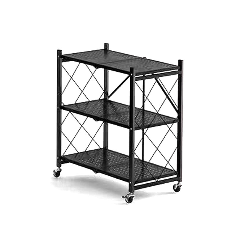 Household Shelf Household Floor Storage Rack Kitchen Multi-layer Carbon Steel Folding Storage Rack Installation-free Shelf