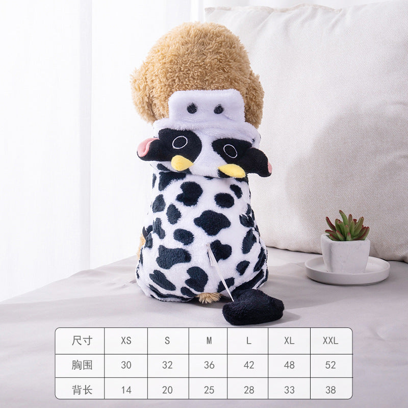Pet clothes transformation clothes coral fleece autumn and winter dinosaur four-legged dog winter clothes cat pet clothing wholesale