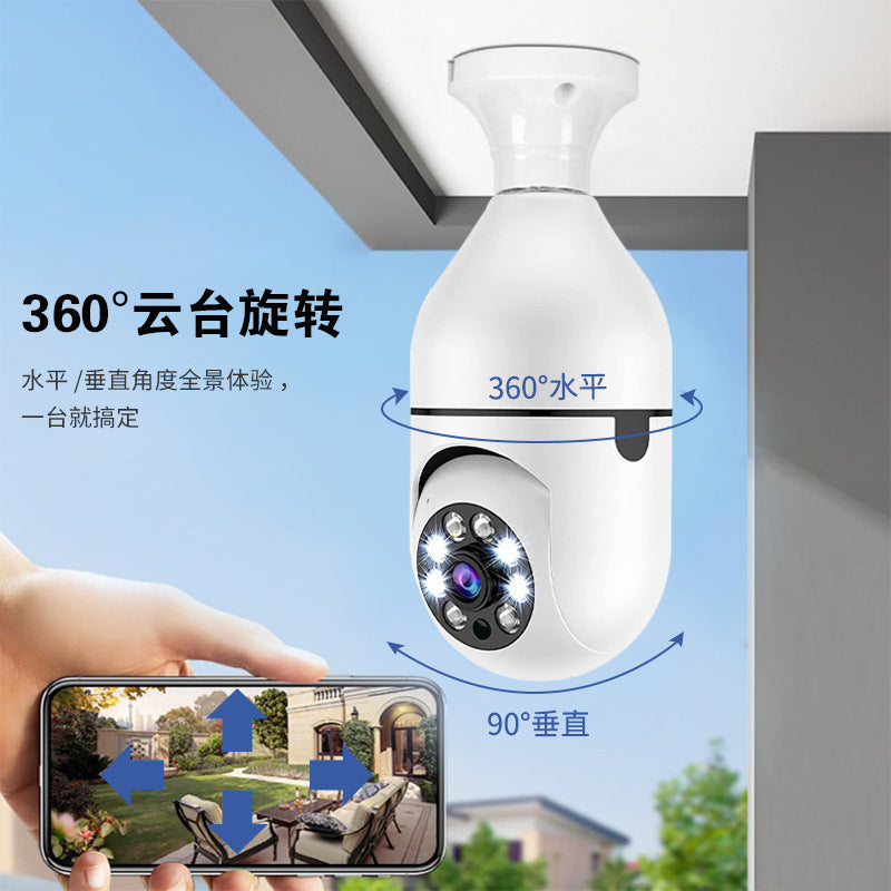 Camera monitoring home, light bulb wireless 2.4GWiFi indoor and outdoor panoramic night vision camera monitoring home