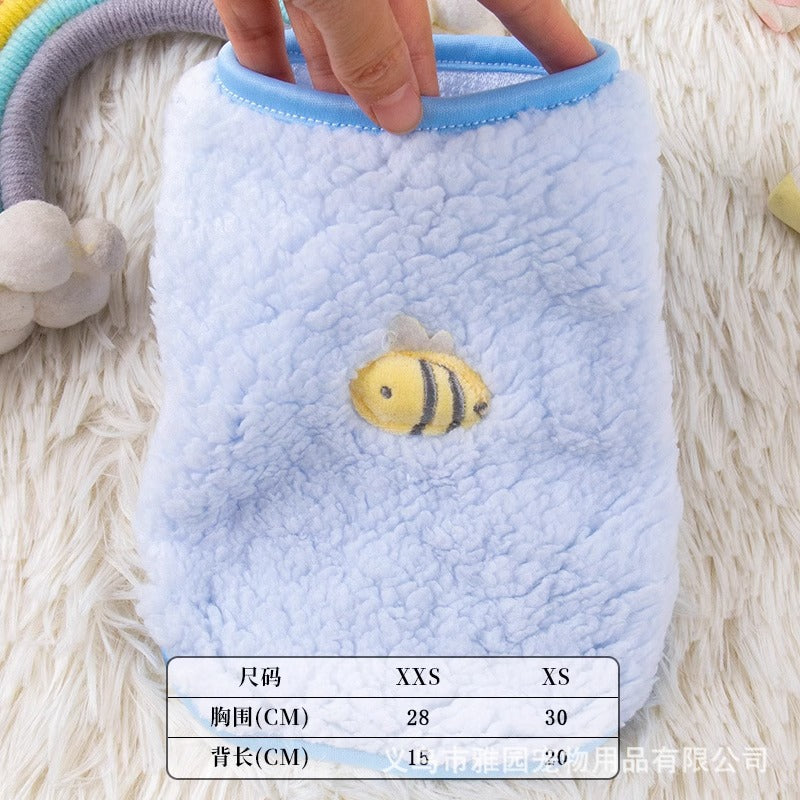 Supersmall kitten puppy dog clothes teddy puppy teacup dog newborn full moon autumn and winter milk dog milk cat vest