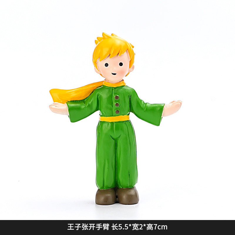 Creative and cute handmade ornaments Car desktop Home decoration Resin handicrafts Prince take flower small ornaments