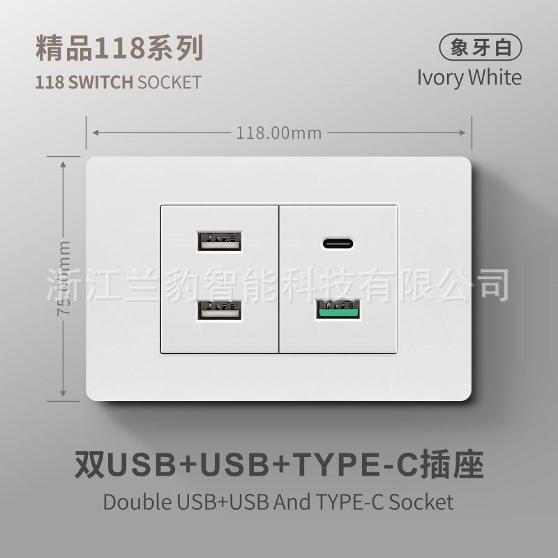 Thai American standard socket panel 118 type switch Italian American standard six-hole USB wall international multi-function three-hole Europe