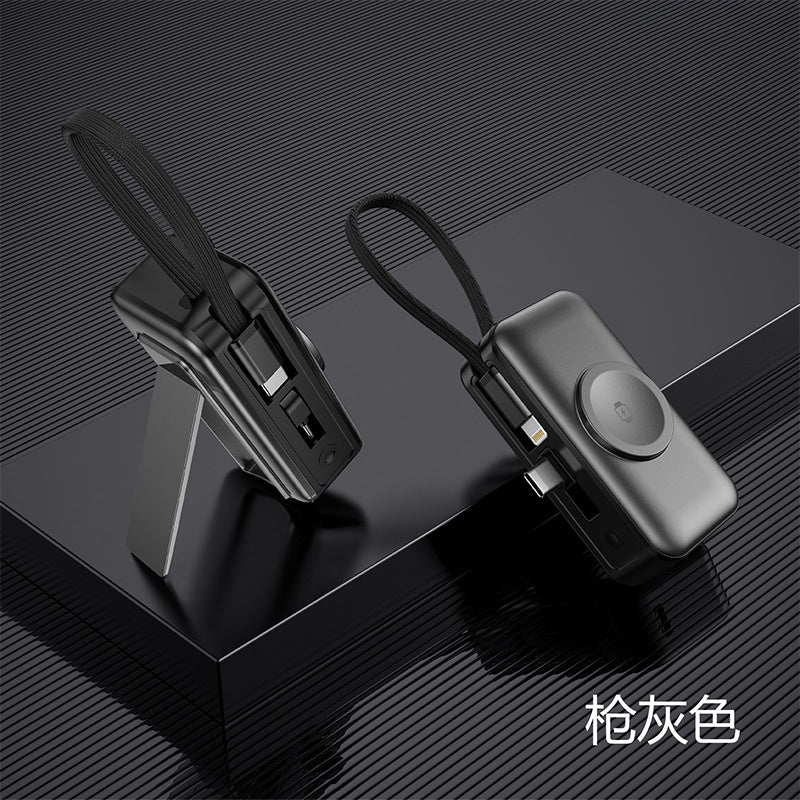 New fast charging three-in-one magnetic wireless charging mobile power supply, support watch earphones, mobile phone multi-function power bank