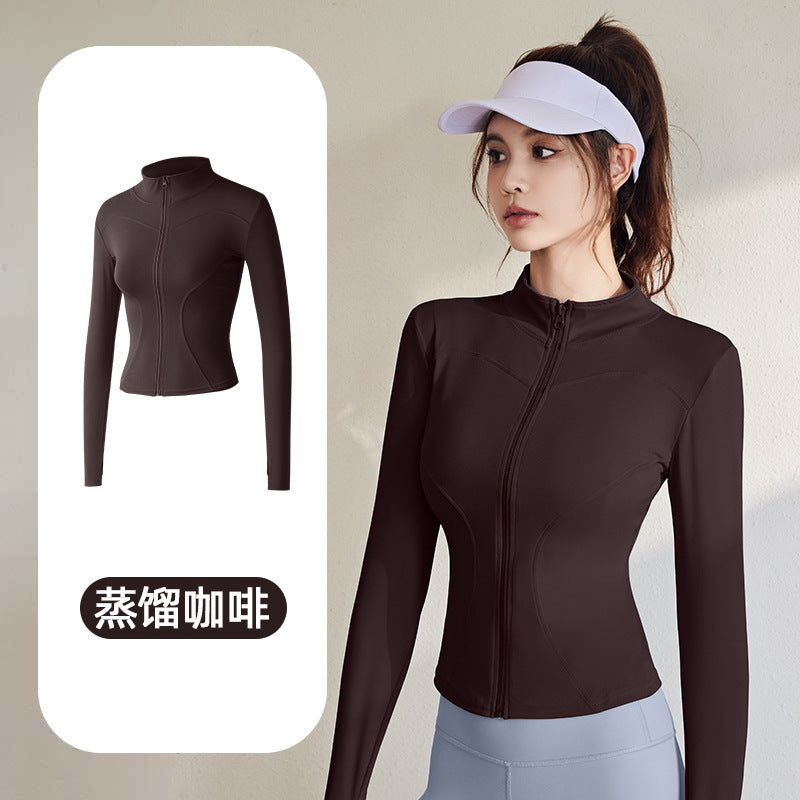 Juyitang Spring and Autumn Sports Jacket Women's Long Sleeve Tights Running Fitness Yoga Clothing Top Jacket