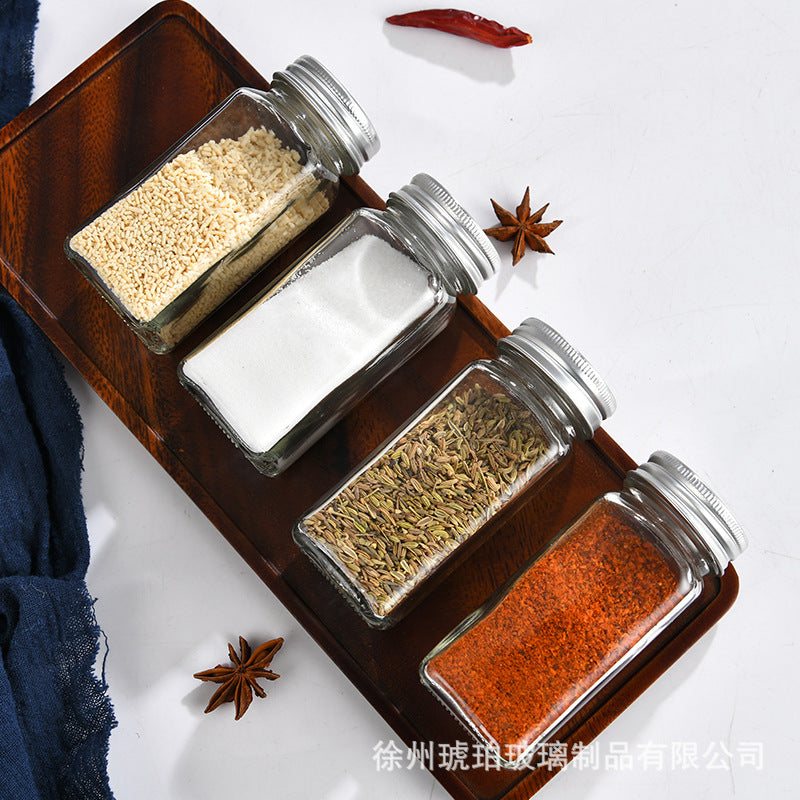 Square seasoning bottle, kitchen supplies, chili cumin seasoning box, sub-bottling, barbecue sprinkling seasoning can be printed