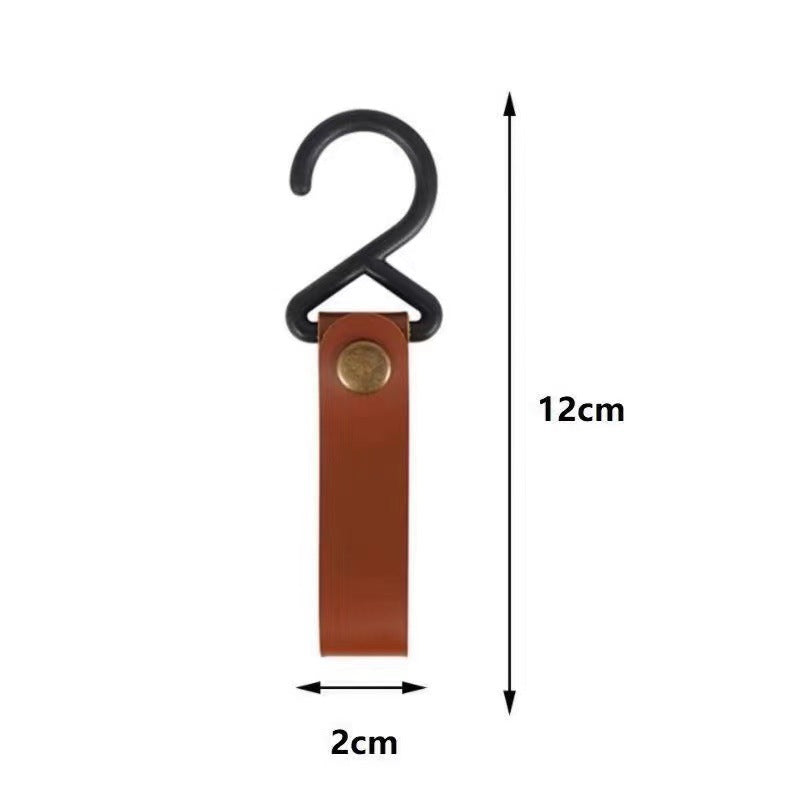 Outdoor camping triangle S-shaped hook leather hook wind rope keychain S hook camping tent PU clothesline hook