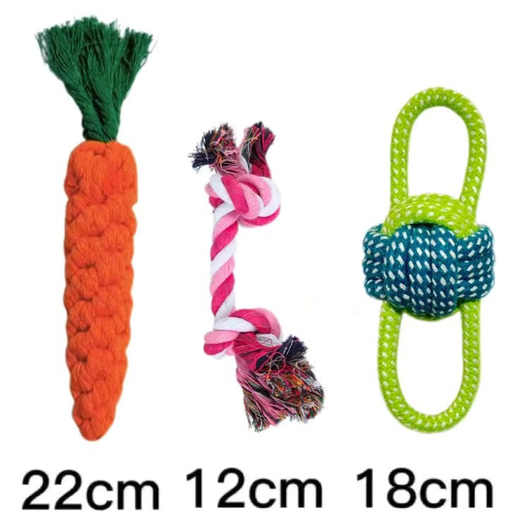Dog Grinding Tooth Bite-resistant Cotton Rope Toy Small and Medium-sized Dog Dog Toy Knot Toy Frisbee Set Pet Supplies