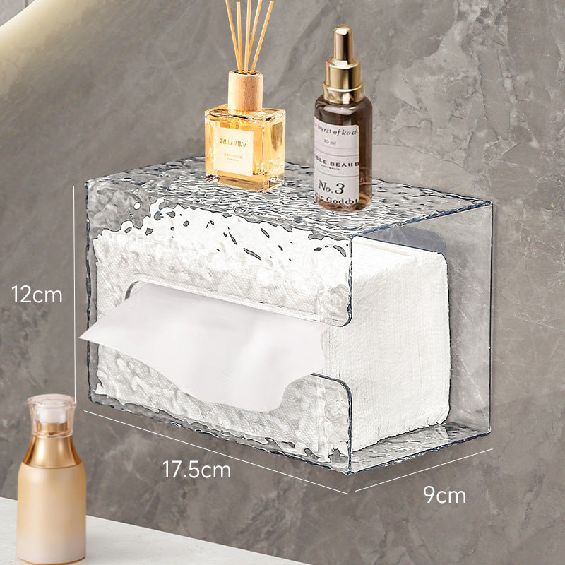 Glacier pattern face towel tissue box, wall-mounted household storage box, light luxury bathroom kitchen pumping carton