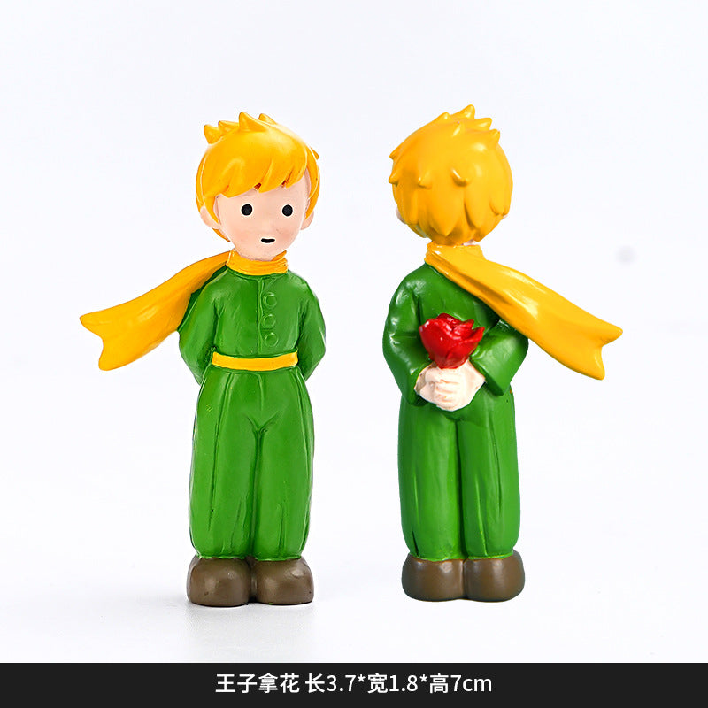 Creative and cute handmade ornaments Car desktop Home decoration Resin handicrafts Prince take flower small ornaments