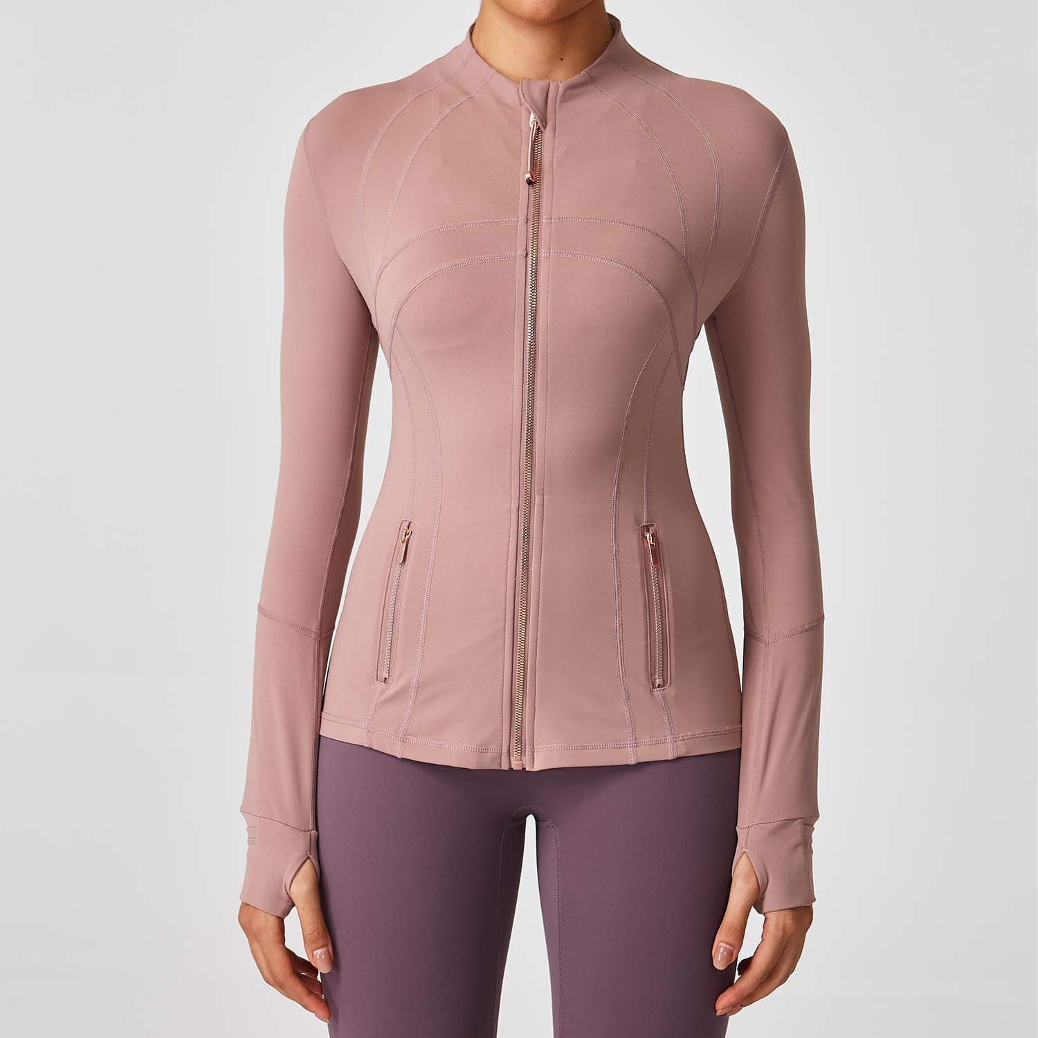 LuluID blazer jacket women's defined outdoor slim stand-up cardigan zip yoga suit top