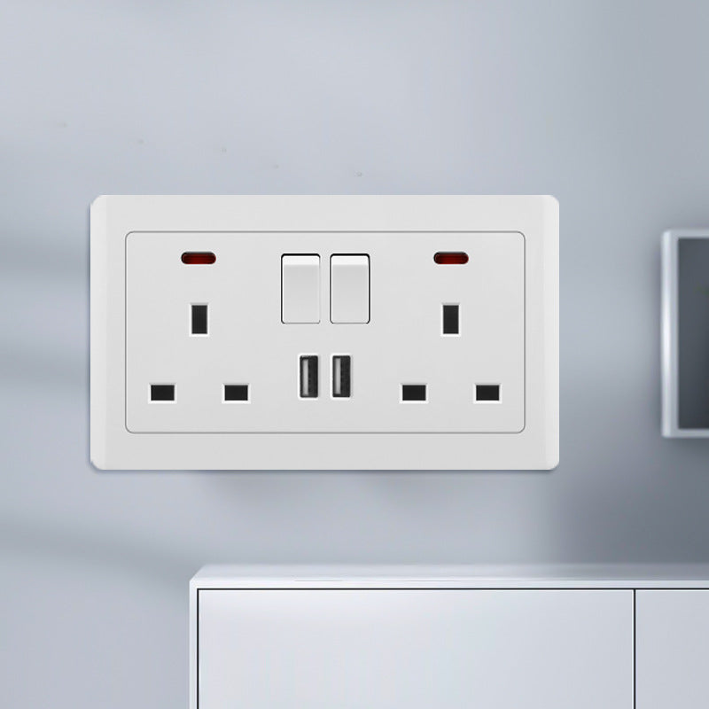 Manufacturer Wholesale Engineering Switch Socket Type 86 Wall Switch Panel Open Double Control Five Hole Sitting Plug Plug